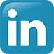 LinkedIn social media icon with white "in" initials on blue square background