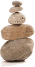 Stacked rounded stones balanced vertically in increasing size order